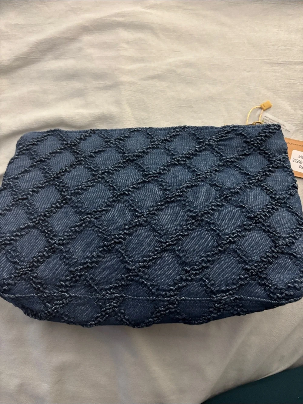 NEW Denim Quilted Cosmetic Pouch - Blue